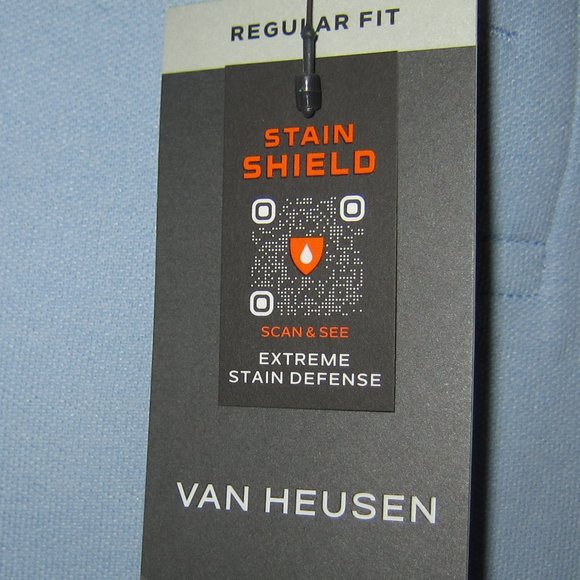 Van Heusen Polo Shirt Men's Regular Fit Stain Shield NEW Blue - Picture 3 of 6